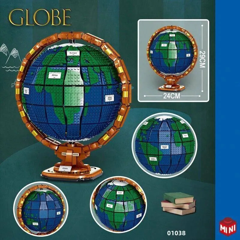 Building Blocks MOC Expert Idea Globe Earth MINI Bricks Toys - 6