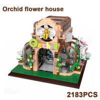 Thumbnail for Building Blocks MOC Expert Orchid Flower House Botanical Garden Bricks Toy - 7