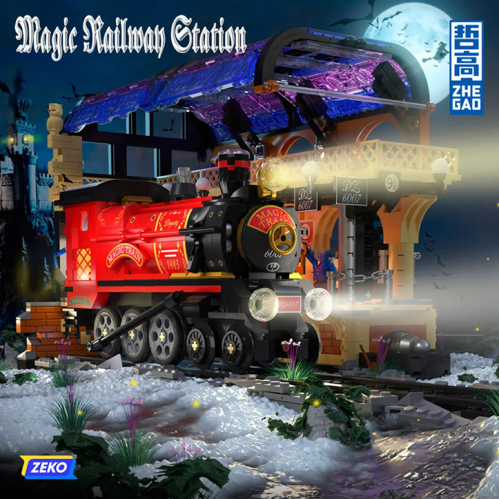 Building Blocks MOC Harry Potter Magic Railway Train Station MINI Bricks Toys - 2