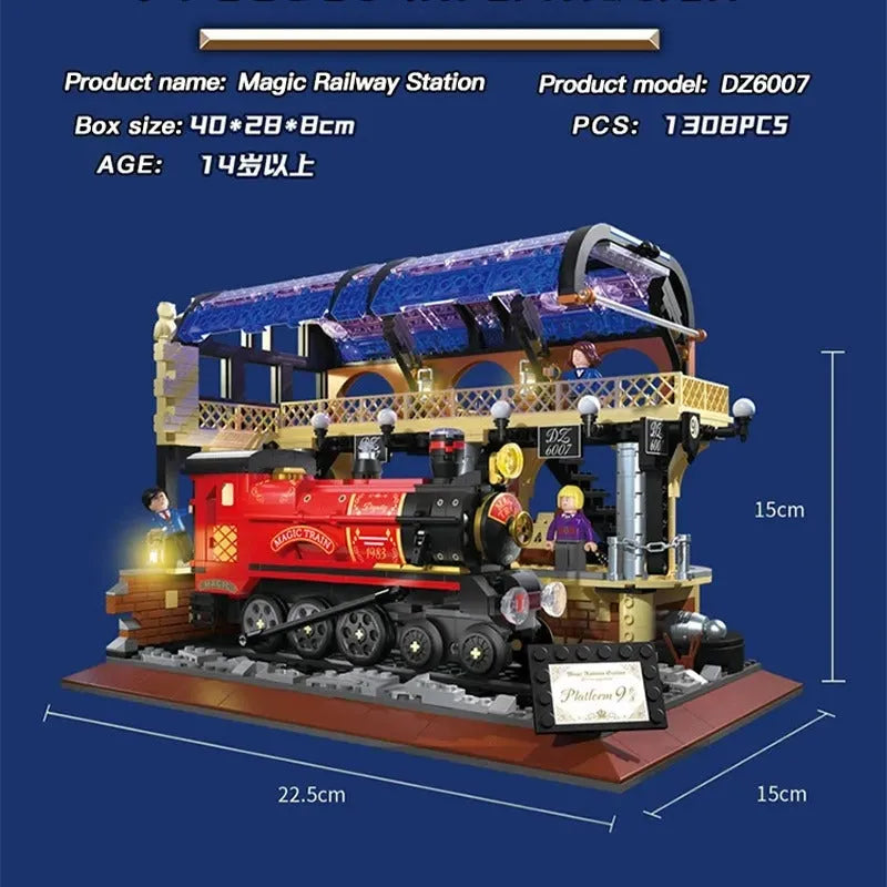 Building Blocks MOC Harry Potter Magic Railway Train Station MINI Bricks Toys - 5