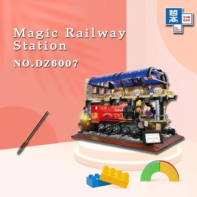 Building Blocks MOC Harry Potter Magic Railway Train Station MINI Bricks Toys - 4