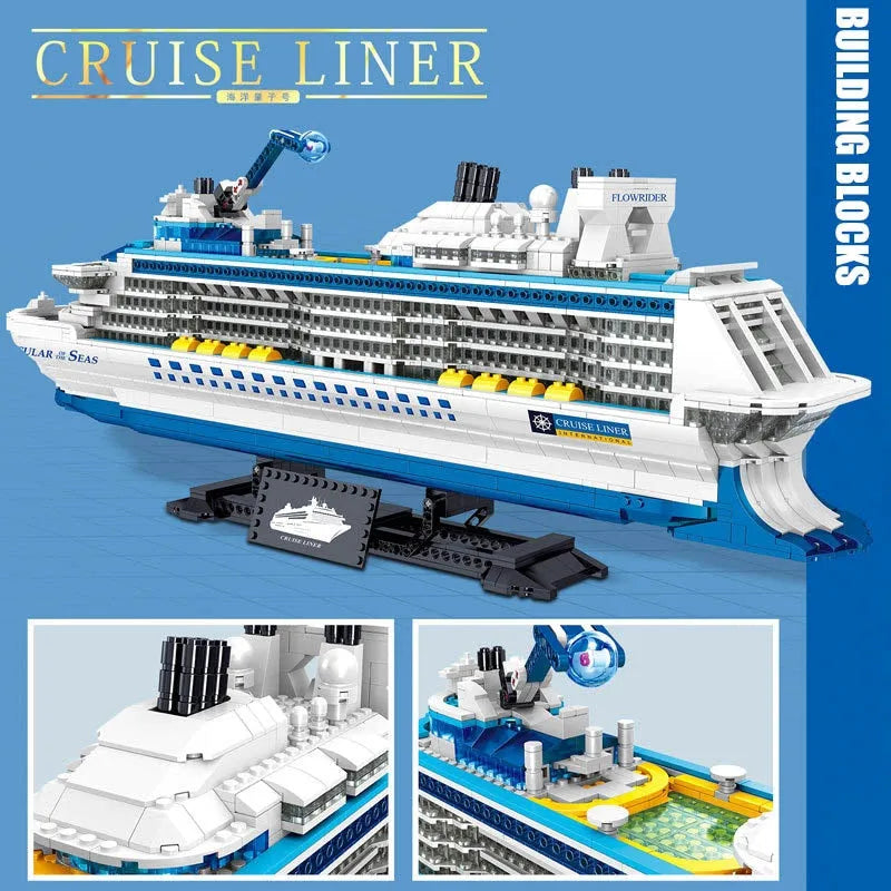 Building Blocks MOC Ideas Cruise Liner Ship Ocean Boat MINI Bricks Toys - 6