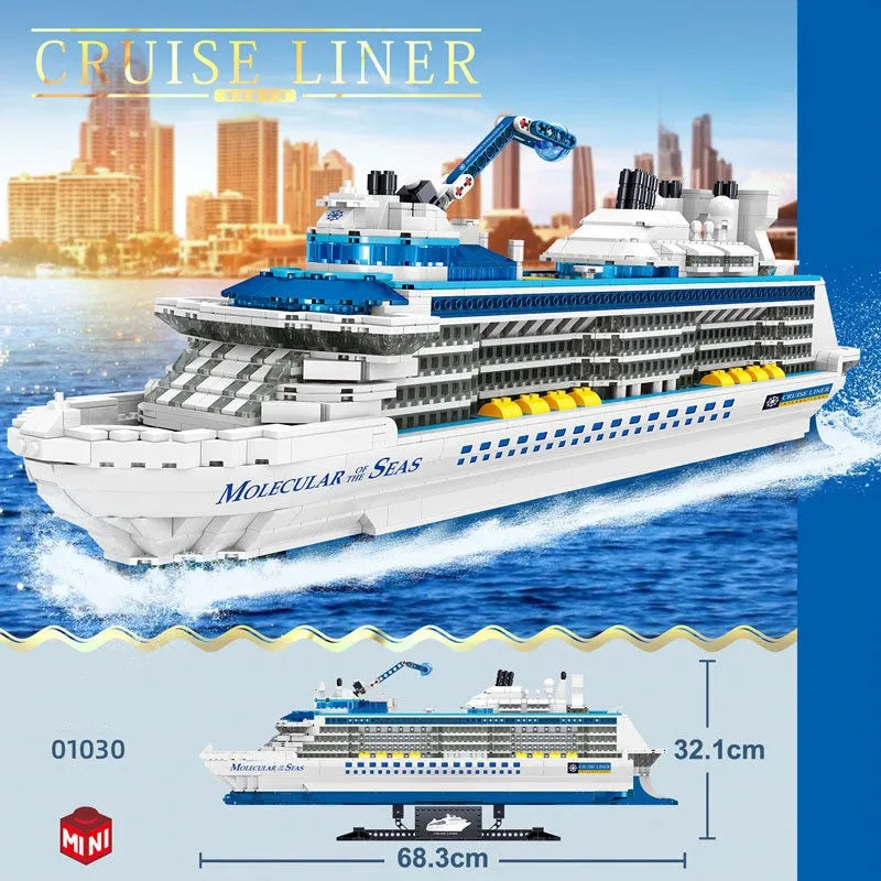 Building Blocks MOC Ideas Cruise Liner Ship Ocean Boat MINI Bricks Toys - 2