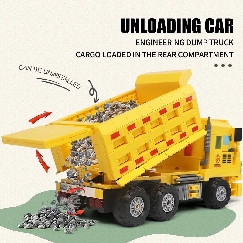 Building Blocks MOC Mini City Heavy Dump Car Truck Bricks Kids Toys - 4