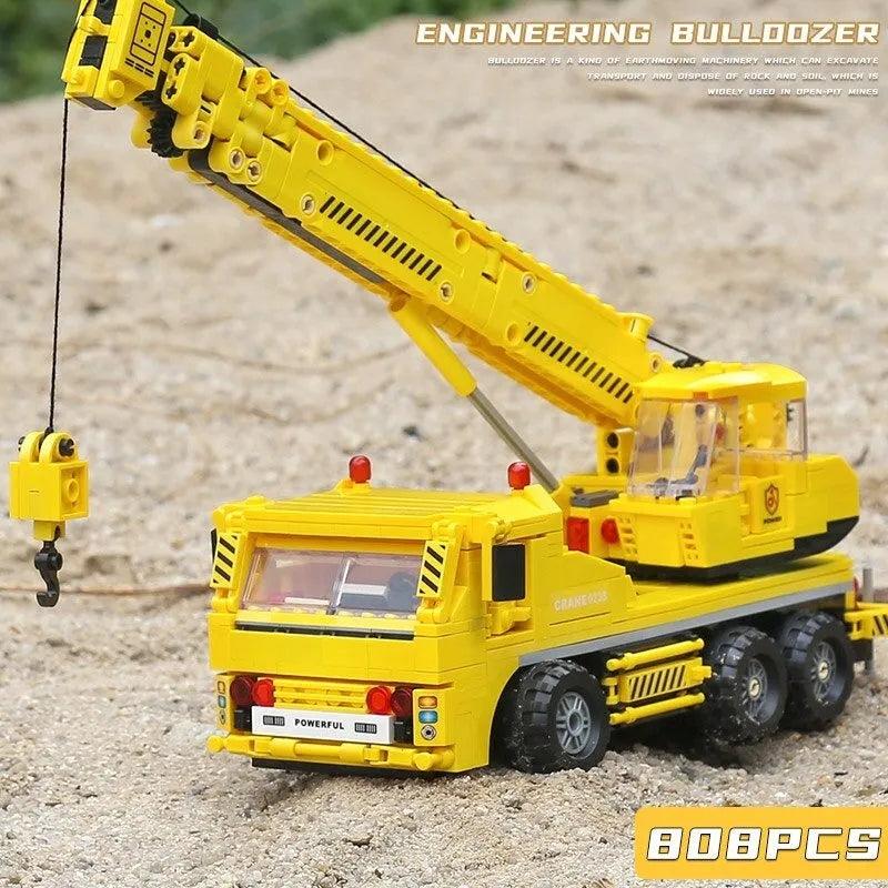 Building Blocks MOC Mini City Mobile Crane Truck Bricks Toys - 6