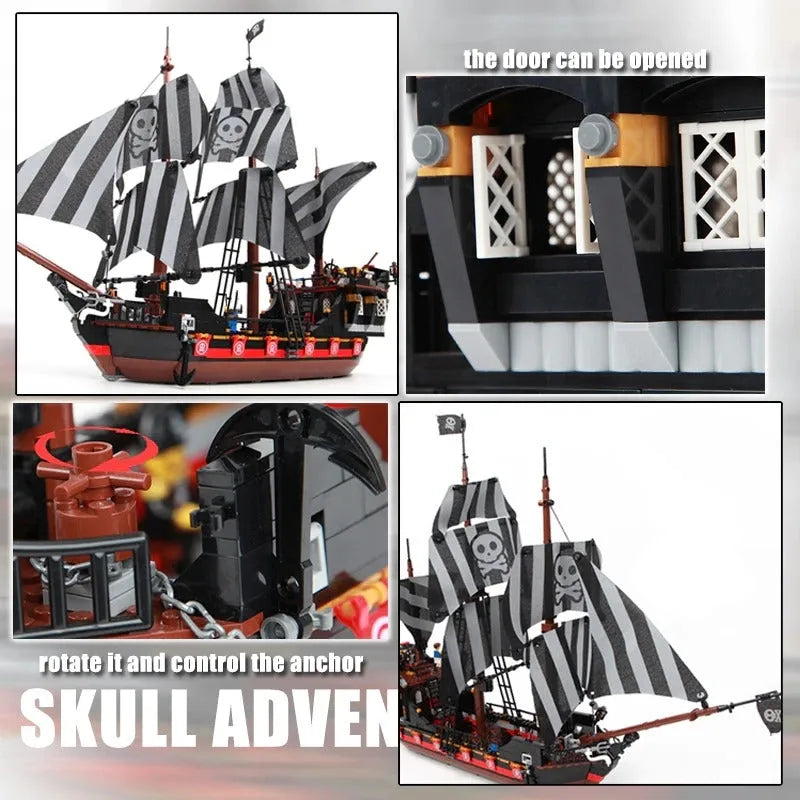 Building Blocks MOC Pirates Of Caribbean Skull Ship Adventures - 7