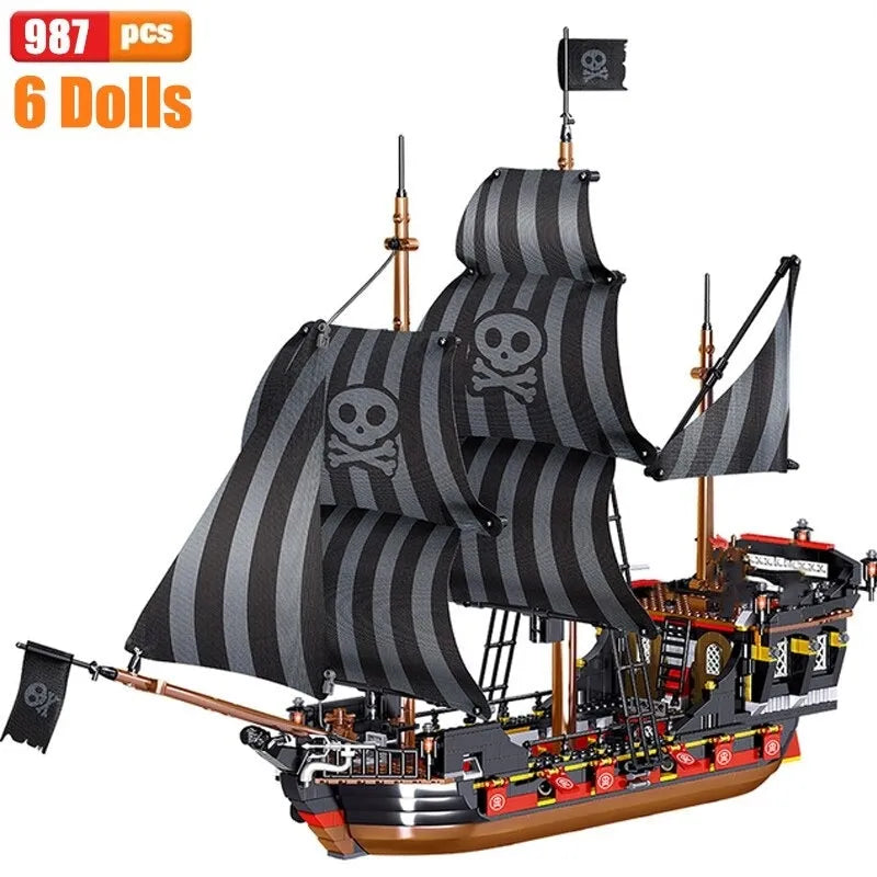 Building Blocks MOC Pirates Of Caribbean Pirates Skull Ship Adventures - 8