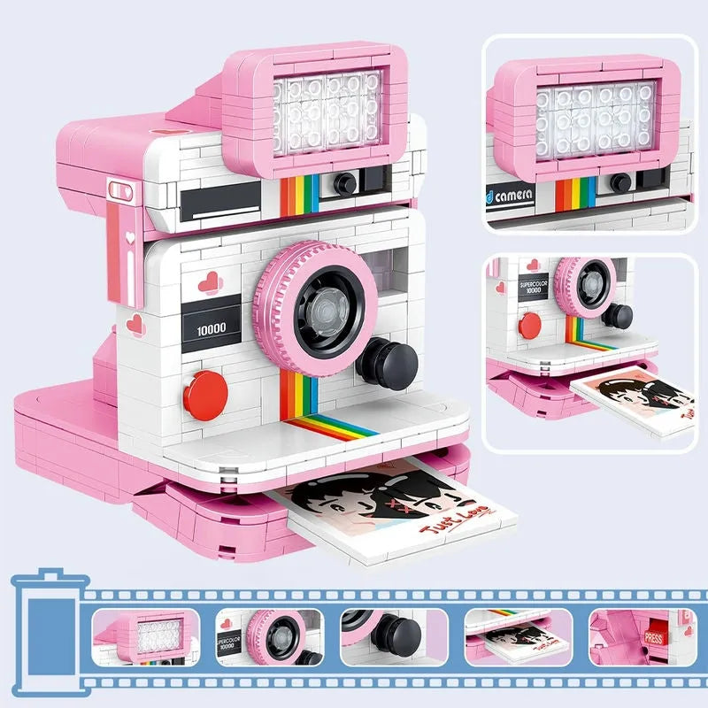 Building Blocks MOC Rainbow Instant Photo Camera MINI Bricks Toys - 9