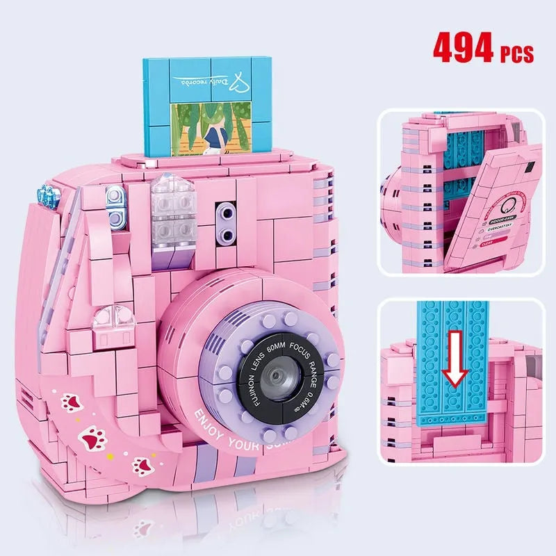 Camera Building Blocks MOC Retro Instant Photo Camera Building Blocks Toy