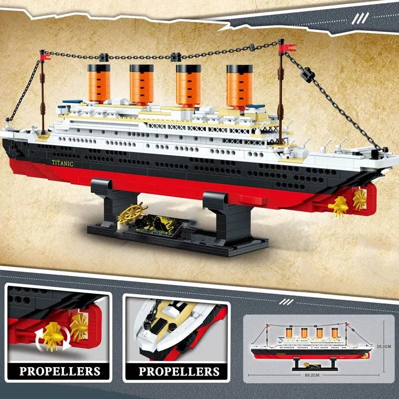 Building Blocks MOC RMS Titanic Steam Boat Ship Bricks Toys - 8