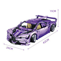 Thumbnail for Building Blocks Tech MOC Bugatti Chiron Racing Sports Car MINI Bricks Toy - 1