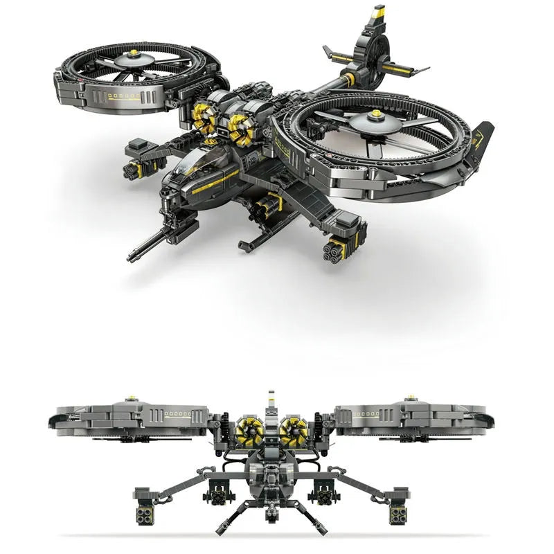 Building Blocks Technic MOC Science Fiction Ghost Attack Helicopter Bricks Toys Construction Set Toys - 3