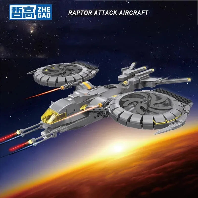 Building Blocks Technic MOC Science Fiction Raptor Attack Aircraft Bricks Toys - 4