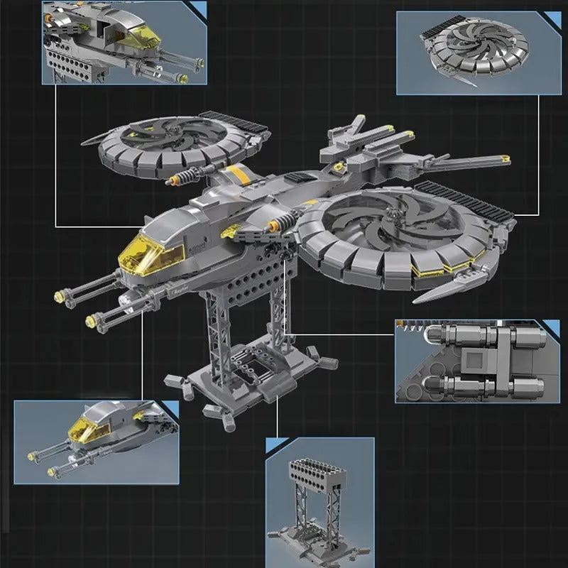 Building Blocks Technic MOC Science Fiction Raptor Attack Aircraft Bricks Toys - 5